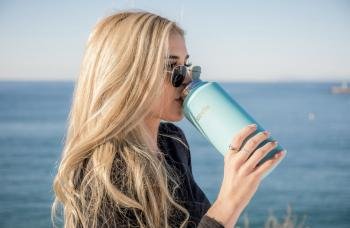 woman drinking water